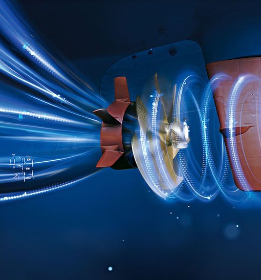 View of a Becker Marine Systems Rudder with dynamic flow graphics