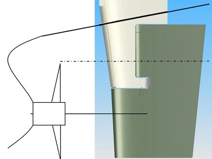 Illustration of a conventional semi-spade rudder